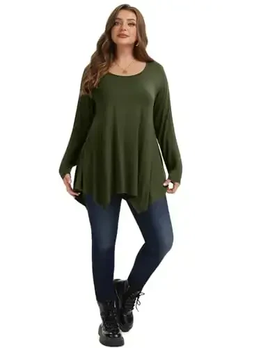LARACE Womens Long Sleeve Flattering Comfy Tunic Loose Fit Flowy Top - 5