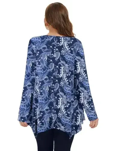 LARACE Womens Long Sleeve Flattering Comfy Tunic Loose Fit Flowy Top - MODAZONE (1)