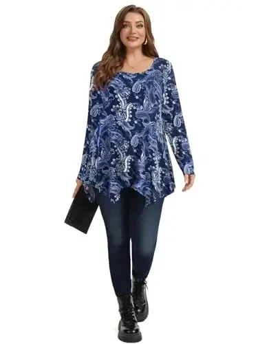 LARACE Womens Long Sleeve Flattering Comfy Tunic Loose Fit Flowy Top - 3