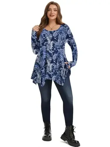 LARACE Womens Long Sleeve Flattering Comfy Tunic Loose Fit Flowy Top - 4