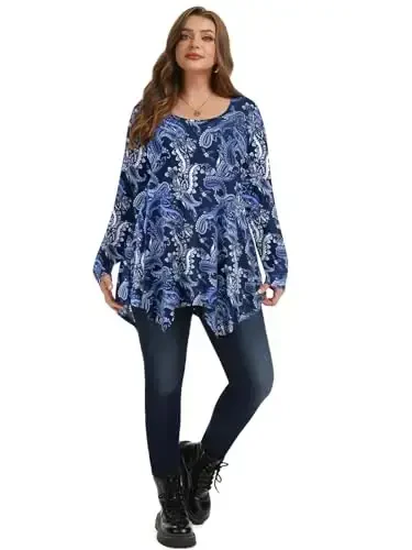 LARACE Womens Long Sleeve Flattering Comfy Tunic Loose Fit Flowy Top - 5