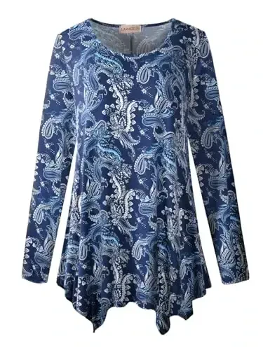 LARACE Womens Long Sleeve Flattering Comfy Tunic Loose Fit Flowy Top - 6