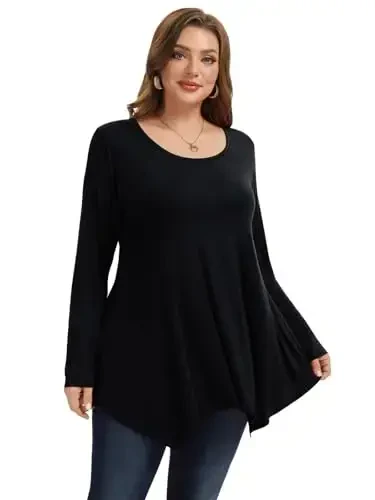 LARACE Womens Long Sleeve Flattering Comfy Tunic Loose Fit Flowy Top - 1