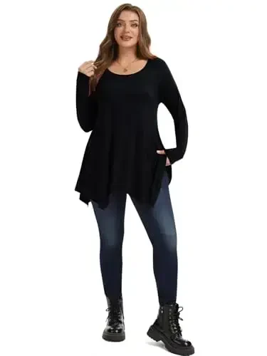 LARACE Womens Long Sleeve Flattering Comfy Tunic Loose Fit Flowy Top - 4