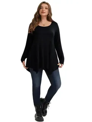 LARACE Womens Long Sleeve Flattering Comfy Tunic Loose Fit Flowy Top - 5