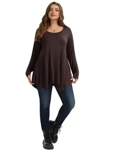 LARACE Womens Long Sleeve Flattering Comfy Tunic Loose Fit Flowy Top - 5