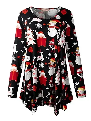 LARACE Womens Long Sleeve Flattering Comfy Tunic Loose Fit Flowy Top - 6