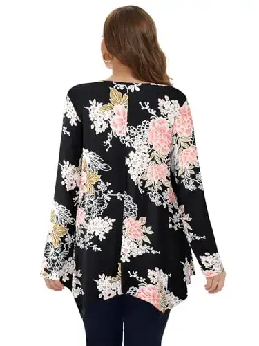 LARACE Womens Long Sleeve Flattering Comfy Tunic Loose Fit Flowy Top - 2