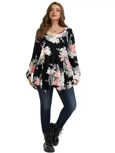 LARACE Womens Long Sleeve Flattering Comfy Tunic Loose Fit Flowy Top - 5
