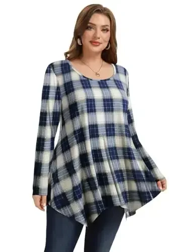 LARACE Womens Long Sleeve Flattering Comfy Tunic Loose Fit Flowy Top - MODAZONE