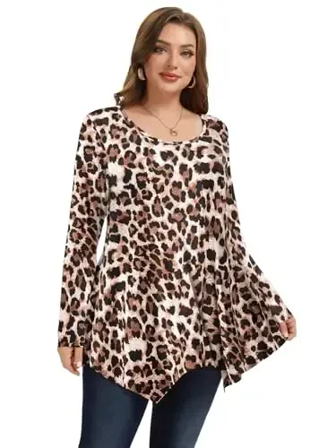 LARACE Womens Long Sleeve Flattering Comfy Tunic Loose Fit Flowy Top - MODAZONE