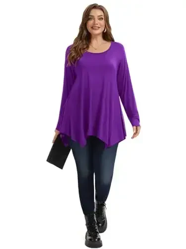 LARACE Womens Long Sleeve Flattering Comfy Tunic Loose Fit Flowy Top - 3