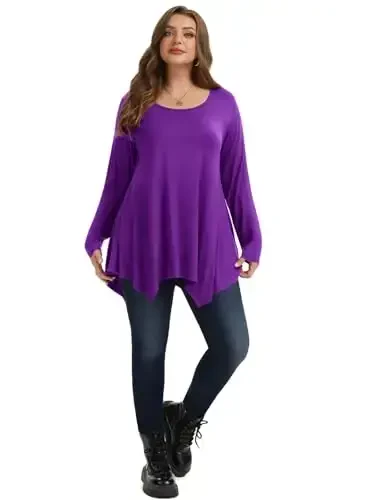 LARACE Womens Long Sleeve Flattering Comfy Tunic Loose Fit Flowy Top - 5