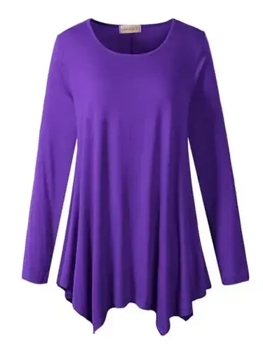 LARACE Womens Long Sleeve Flattering Comfy Tunic Loose Fit Flowy Top - 6