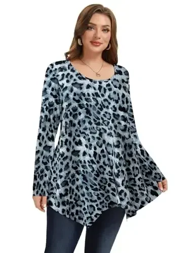 LARACE Womens Long Sleeve Flattering Comfy Tunic Loose Fit Flowy Top - MODAZONE