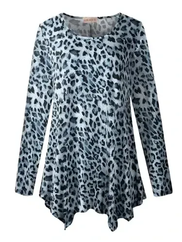 LARACE Womens Long Sleeve Flattering Comfy Tunic Loose Fit Flowy Top - 6