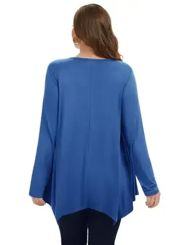 LARACE Womens Long Sleeve Flattering Comfy Tunic Loose Fit Flowy Top - MODAZONE (1)