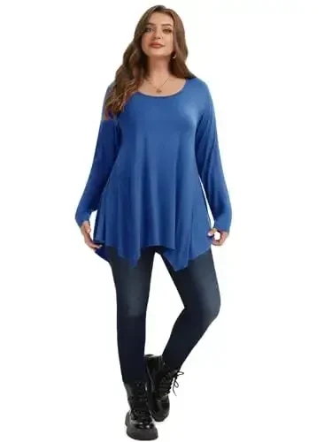 LARACE Womens Long Sleeve Flattering Comfy Tunic Loose Fit Flowy Top - 5