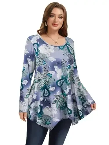 LARACE Womens Long Sleeve Flattering Comfy Tunic Loose Fit Flowy Top - 1