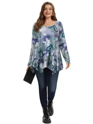 LARACE Womens Long Sleeve Flattering Comfy Tunic Loose Fit Flowy Top - 3