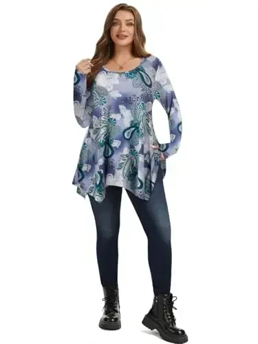 LARACE Womens Long Sleeve Flattering Comfy Tunic Loose Fit Flowy Top - 4
