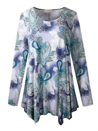 LARACE Womens Long Sleeve Flattering Comfy Tunic Loose Fit Flowy Top - 6