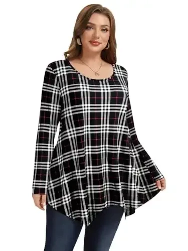 LARACE Womens Long Sleeve Flattering Comfy Tunic Loose Fit Flowy Top - MODAZONE