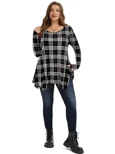 LARACE Womens Long Sleeve Flattering Comfy Tunic Loose Fit Flowy Top - 4