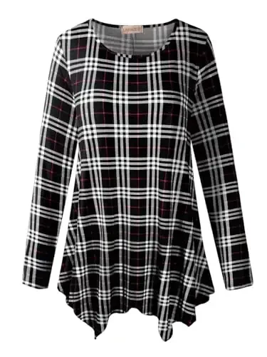 LARACE Womens Long Sleeve Flattering Comfy Tunic Loose Fit Flowy Top - 6