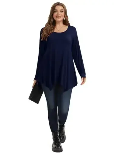 LARACE Womens Long Sleeve Flattering Comfy Tunic Loose Fit Flowy Top - 3