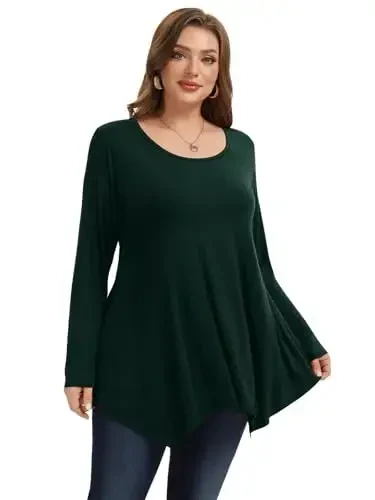 LARACE Womens Long Sleeve Flattering Comfy Tunic Loose Fit Flowy Top - MODAZONE