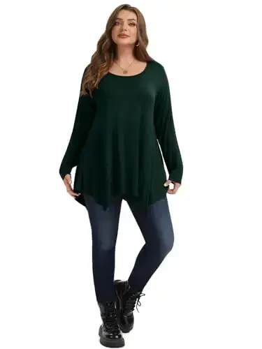 LARACE Womens Long Sleeve Flattering Comfy Tunic Loose Fit Flowy Top - 5