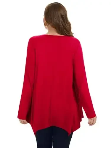 LARACE Womens Long Sleeve Flattering Comfy Tunic Loose Fit Flowy Top - 2