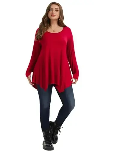 LARACE Womens Long Sleeve Flattering Comfy Tunic Loose Fit Flowy Top - 5