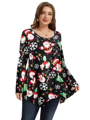 LARACE Womens Long Sleeve Flattering Comfy Tunic Loose Fit Flowy Top - 12