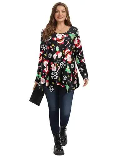 LARACE Womens Long Sleeve Flattering Comfy Tunic Loose Fit Flowy Top - 10