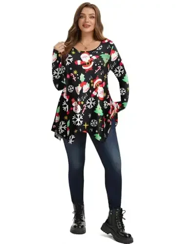 LARACE Womens Long Sleeve Flattering Comfy Tunic Loose Fit Flowy Top - 9