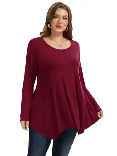 LARACE Womens Long Sleeve Flattering Comfy Tunic Loose Fit Flowy Top 