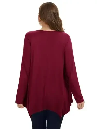 LARACE Womens Long Sleeve Flattering Comfy Tunic Loose Fit Flowy Top - 2