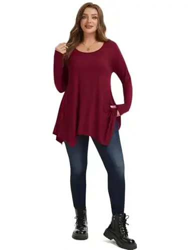 LARACE Womens Long Sleeve Flattering Comfy Tunic Loose Fit Flowy Top - 4