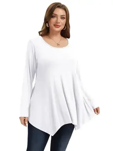 LARACE Womens Long Sleeve Flattering Comfy Tunic Loose Fit Flowy Top - 1