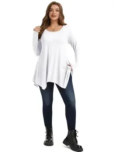 LARACE Womens Long Sleeve Flattering Comfy Tunic Loose Fit Flowy Top - 4