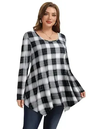 LARACE Womens Long Sleeve Flattering Comfy Tunic Loose Fit Flowy Top 