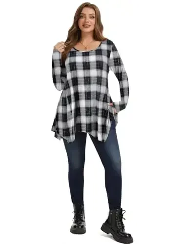 LARACE Womens Long Sleeve Flattering Comfy Tunic Loose Fit Flowy Top - 4