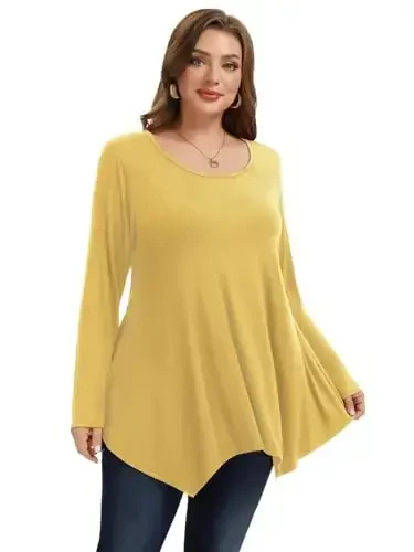 LARACE Womens Long Sleeve Flattering Comfy Tunic Loose Fit Flowy Top - 1
