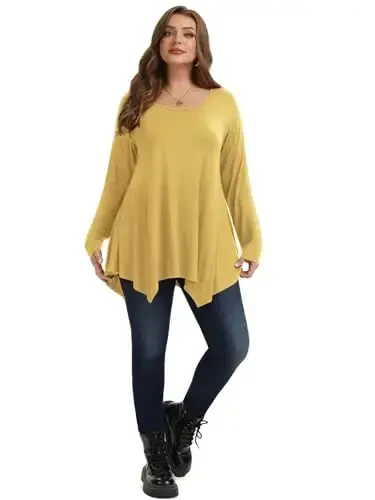 LARACE Womens Long Sleeve Flattering Comfy Tunic Loose Fit Flowy Top - 5