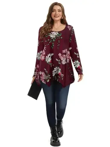 LARACE Womens Long Sleeve Flattering Comfy Tunic Loose Fit Flowy Top - 3