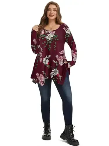 LARACE Womens Long Sleeve Flattering Comfy Tunic Loose Fit Flowy Top - 4