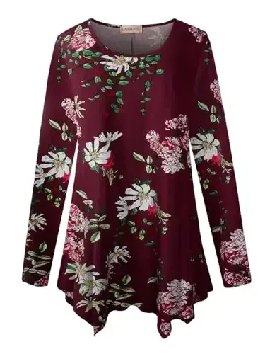 LARACE Womens Long Sleeve Flattering Comfy Tunic Loose Fit Flowy Top - 6