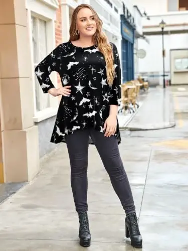 LARACE Womens Plus Size 3/4 Sleeve High Low Swing Tunic Tops | Flattering High-Low Hem, Lightweight & Comfortable, Perfect for Spring and Fall, Pairs with leggings, S-6X - 5